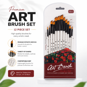 **12 Pcs Premium Synthetic Artist Paint Brush Set**