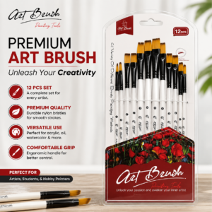**Premium 12 Pcs Flat & Angle Nylon Paint Brush Set**