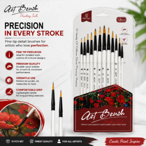 **12 Pcs Fine Tip Precision Detail Paint Brush Set**