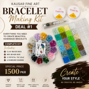 **DIY Bracelet Making Kit with Clay Beads, Charms & Elastic Strings**