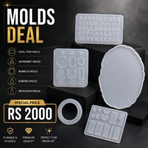 5-in-1 Silicone Resin Molds Set with Tray, Alphabet & Jewelry Molds